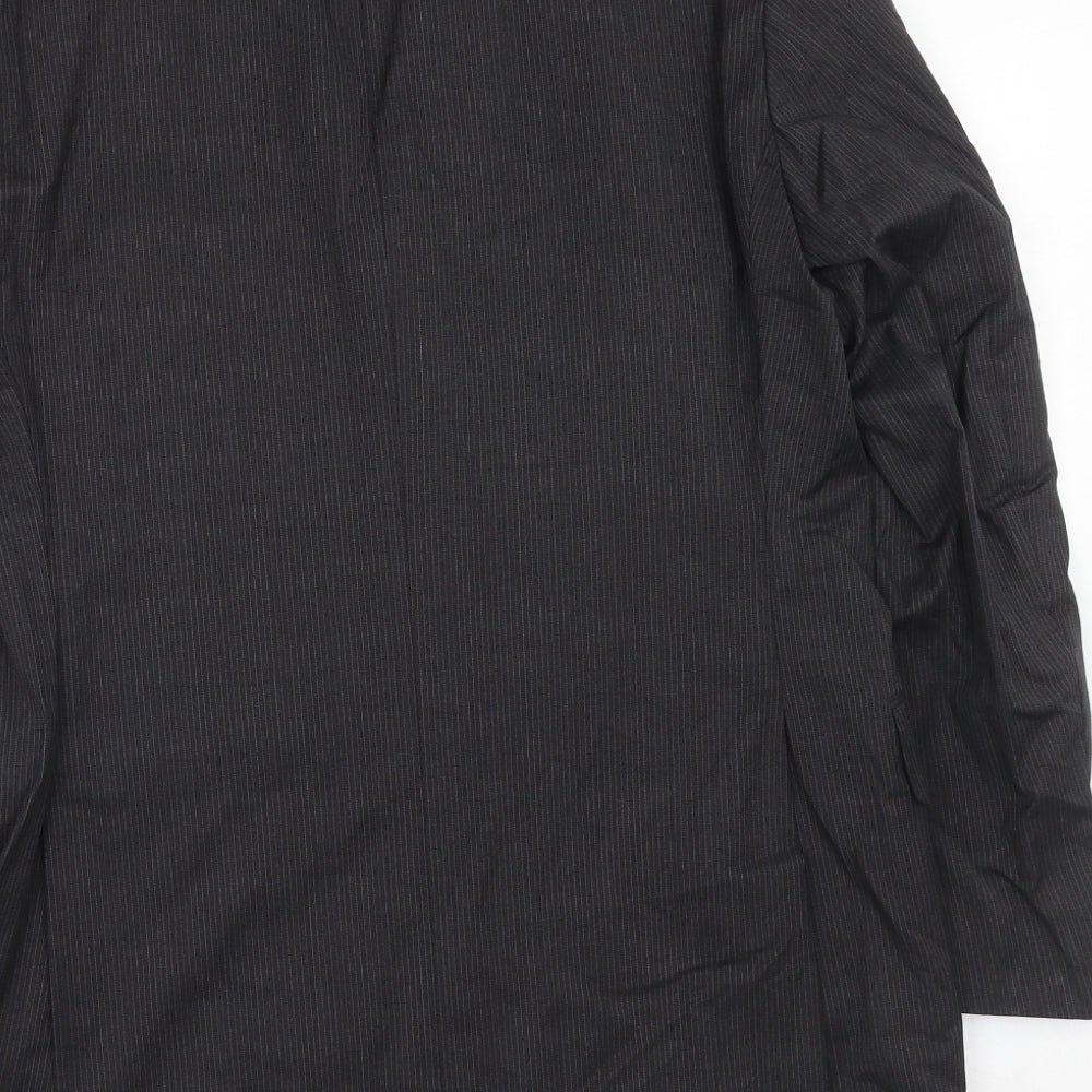 Arthur & Fpx Mens Grey Striped Wool Jacket Suit Jacket Size 40 Regular