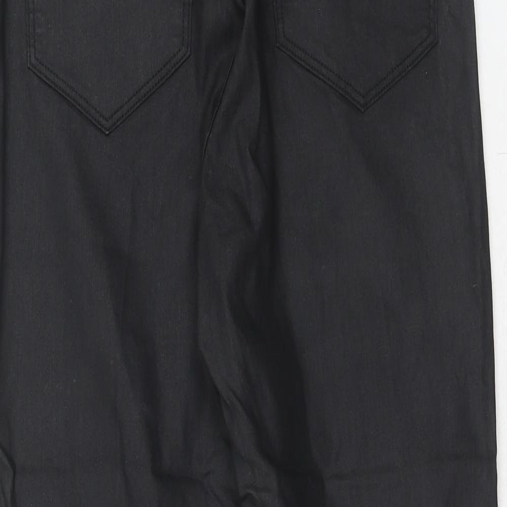 H&M Womens Black Cotton Trousers Size 30 in Regular Zip - Coated
