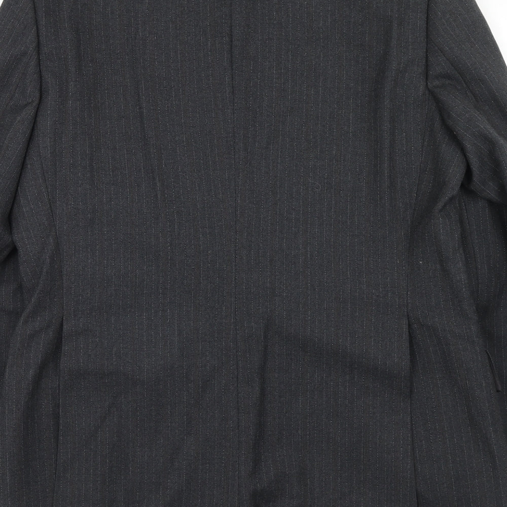 Blue Quill Mens Grey Striped Wool Jacket Suit Jacket Size 40 Regular
