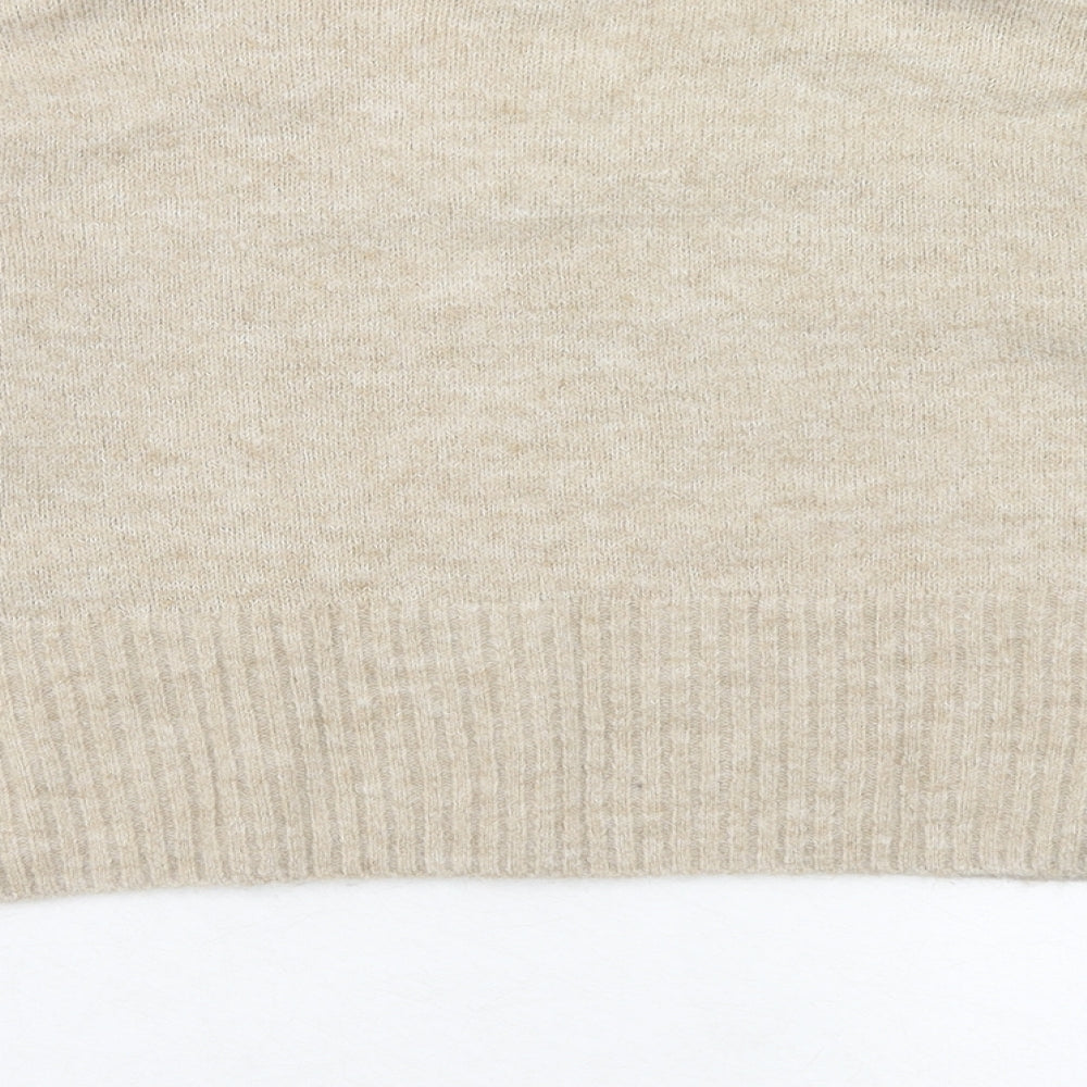 Topshop Womens Brown V-Neck Acrylic Pullover Jumper Size 8