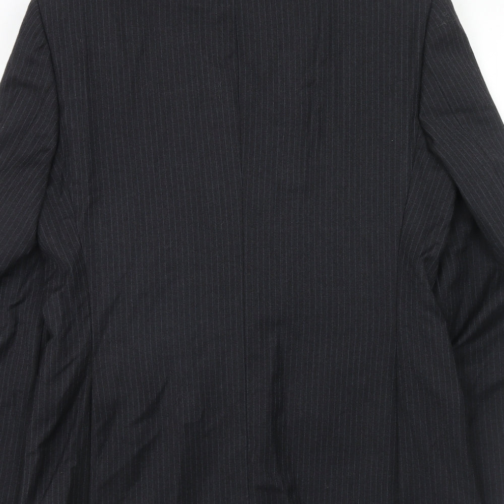 Marks & Spencer Mens Grey Striped Wool Jacket Suit Jacket Size 38 Regular