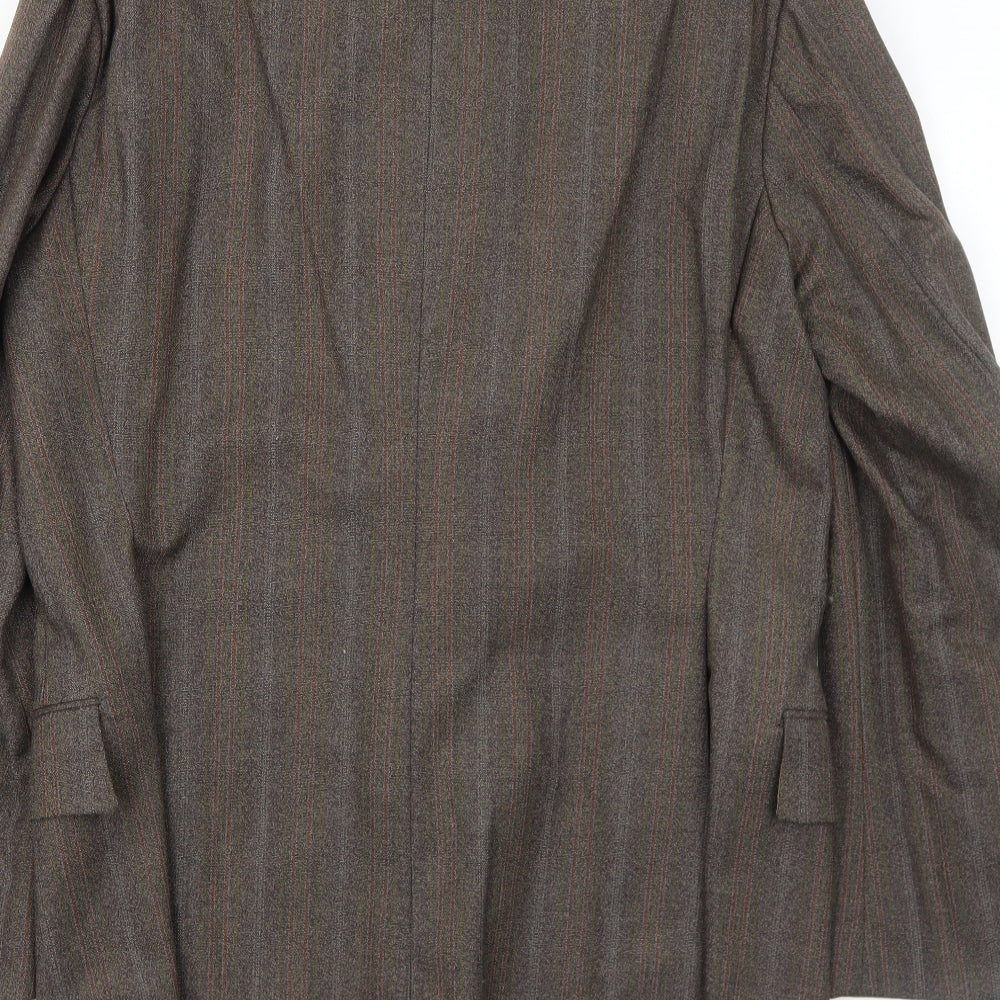 John Atkinson Mens Brown Striped Wool Jacket Blazer Size 42 Regular