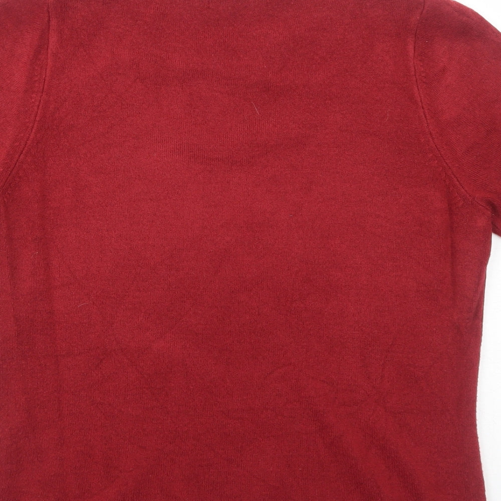 Marks & Spencer Womens Red Round Neck Acrylic Pullover Jumper Size 12