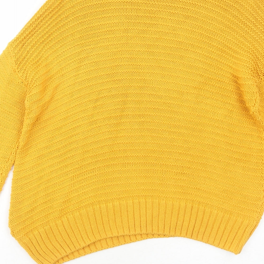 H&M Womens Yellow Round Neck Acrylic Pullover Jumper Size S