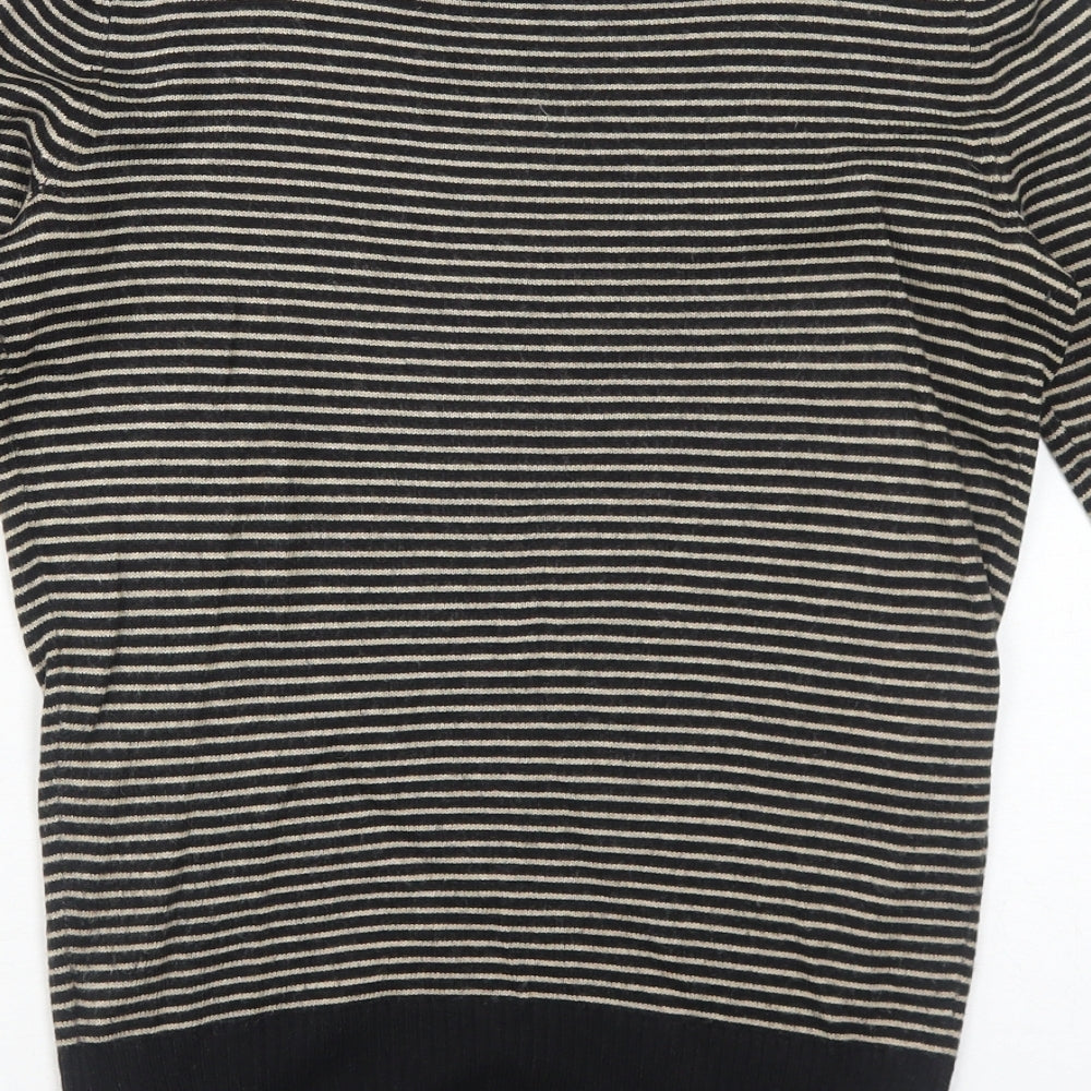 Topshop Womens Black Boat Neck Striped Acrylic Pullover Jumper Size 8