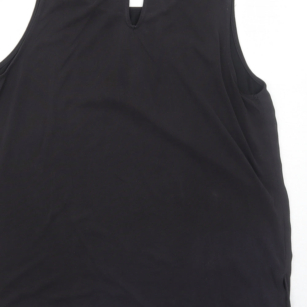 Oasis Womens Black Polyester Basic Tank Size L Round Neck