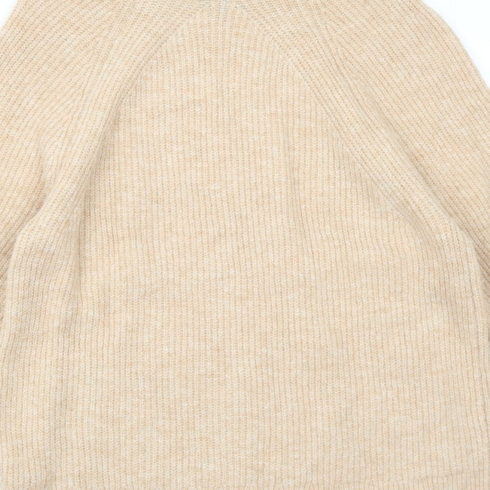 Topshop Womens Beige High Neck Acrylic Pullover Jumper Size 6