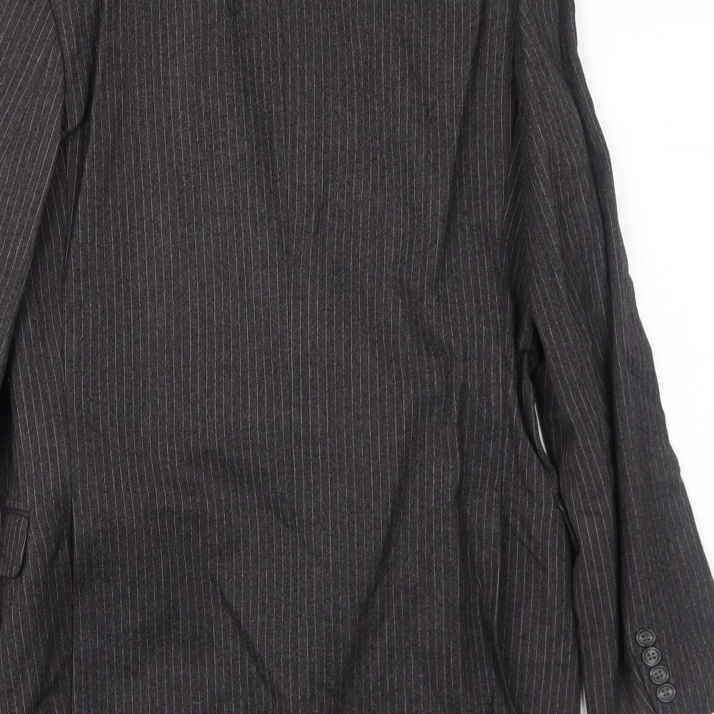 Marks & Spencer Mens Grey Striped Wool Jacket Suit Jacket Size 38 Regular