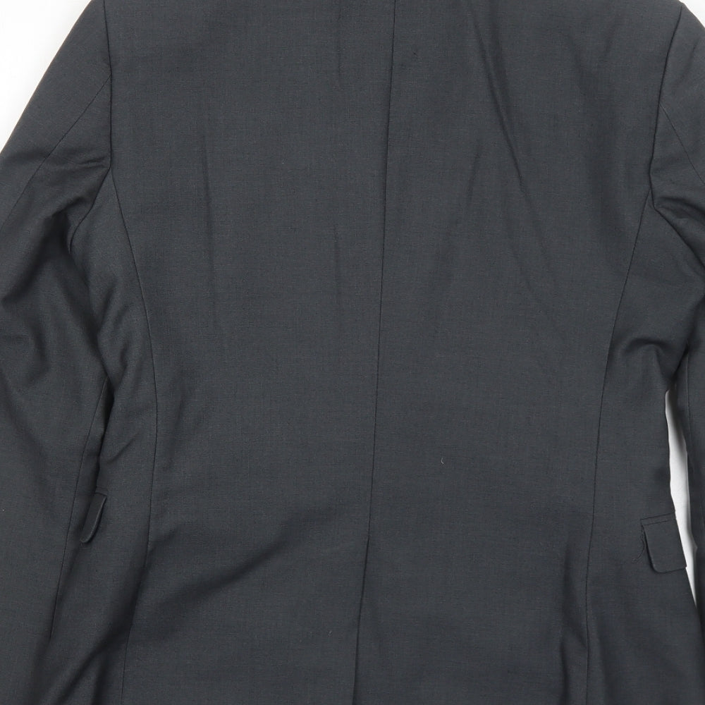 Topman Mens Grey Polyester Jacket Suit Jacket Size 36 Regular