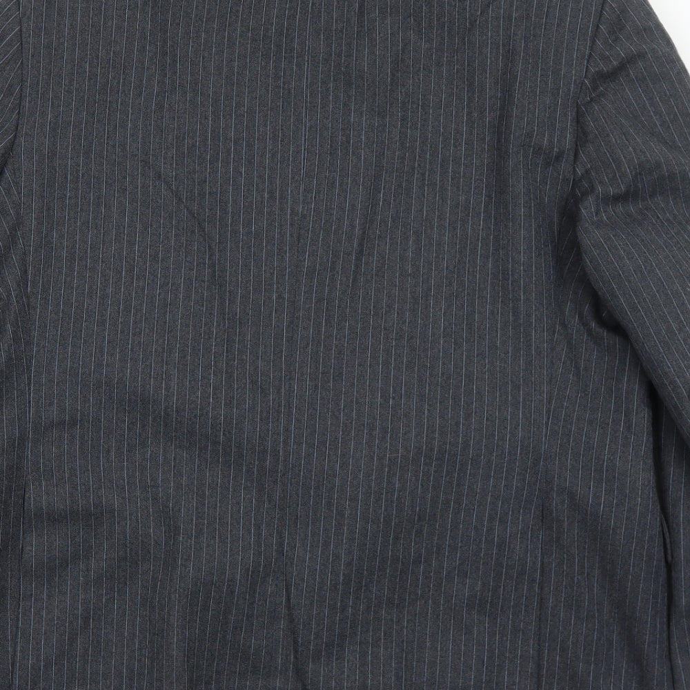 Hodges Mens Grey Striped Wool Jacket Suit Jacket Size 44 Regular