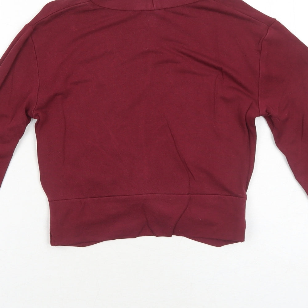 Topshop Womens Red Viscose Cropped T-Shirt Size 8 Mock Neck