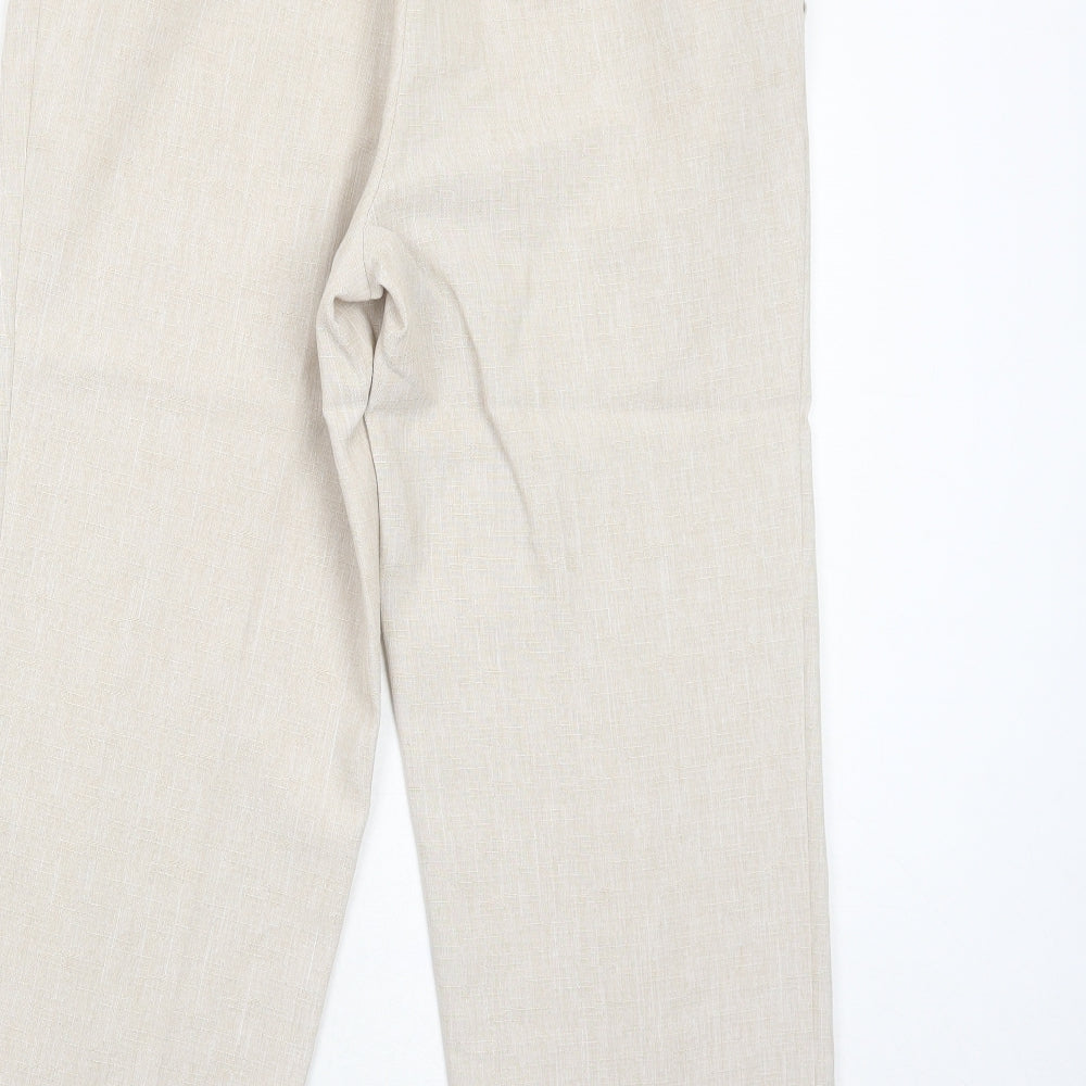 Marks and Spencer Womens Ivory Polyester Trousers Size 12 Regular