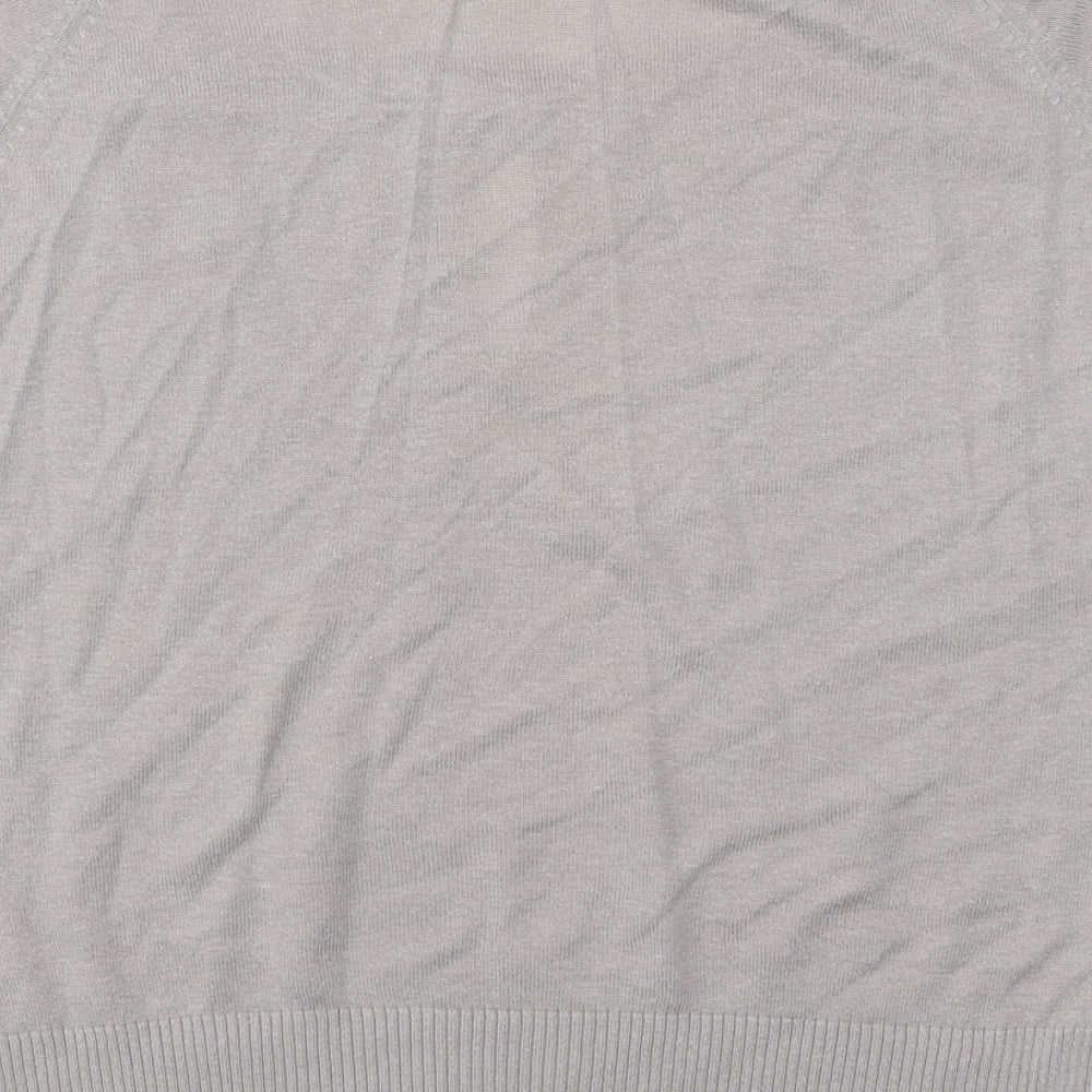 Mystic Womens Beige Geometric Acrylic Basic Blouse Size M Round Neck
