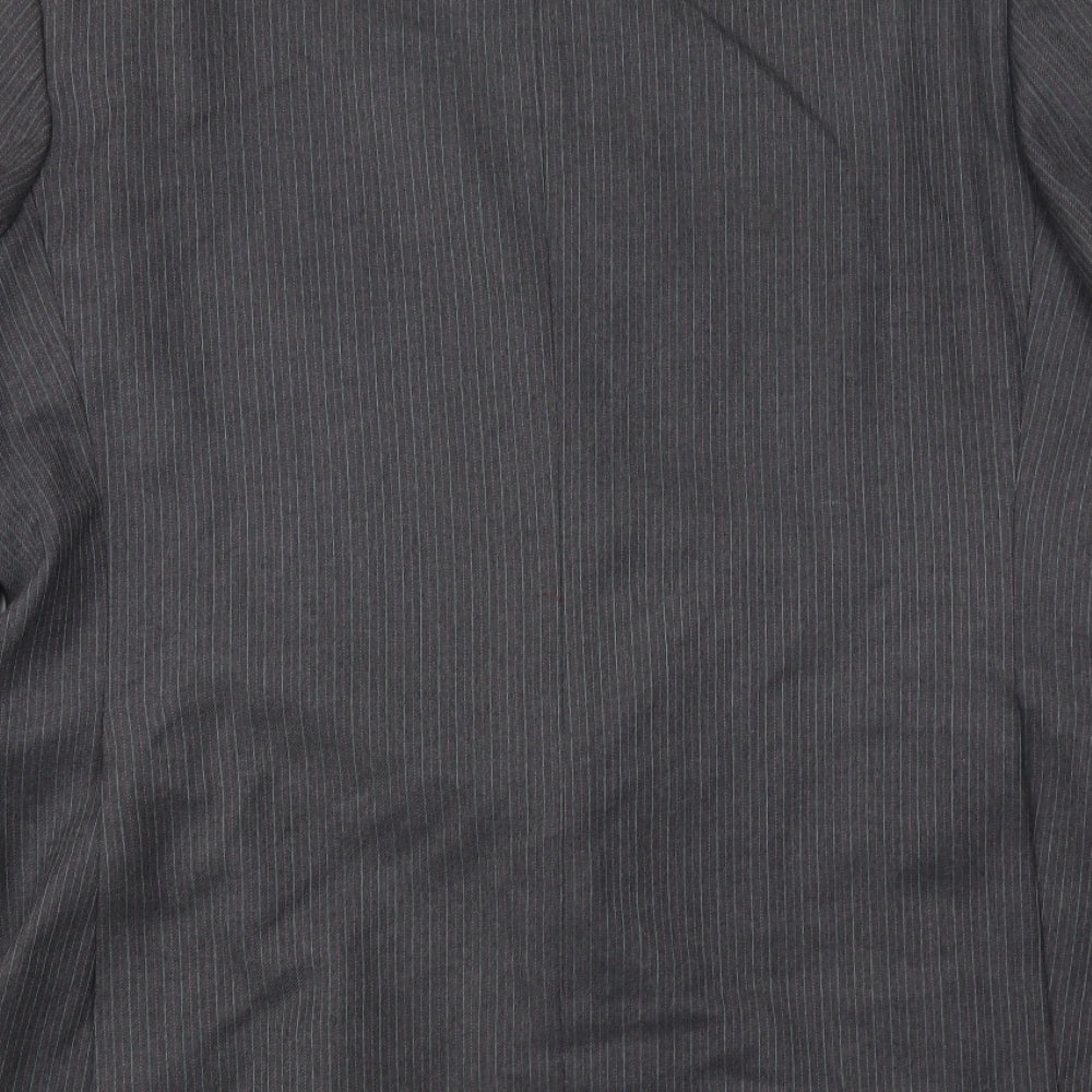 Greenwoods Mens Grey Striped Wool Jacket Suit Jacket Size 46 Regular