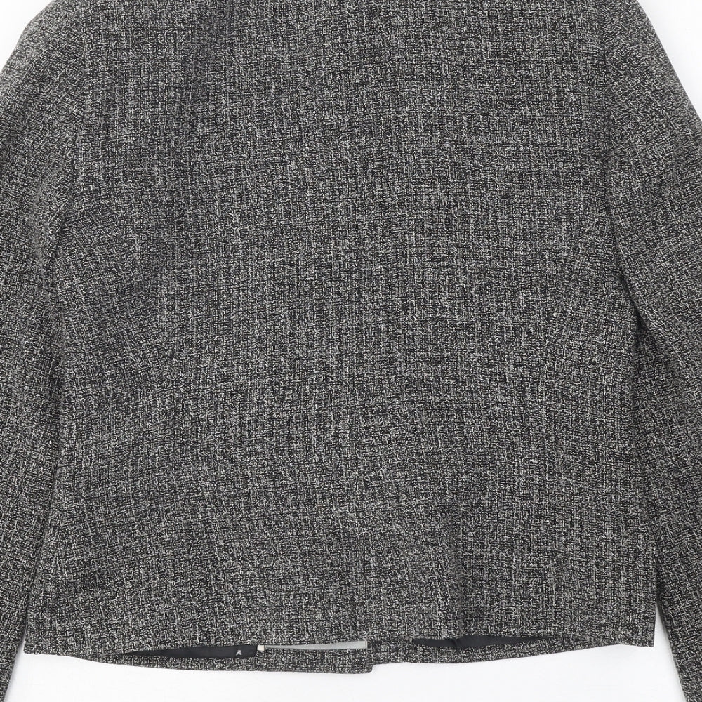 Style Collection Womens Grey Geometric Jacket Blazer Size 8 Button
