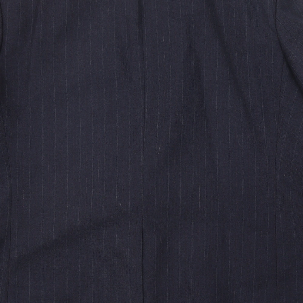 Greenwoods Mens Blue Striped Polyester Jacket Suit Jacket Size 44 Regular