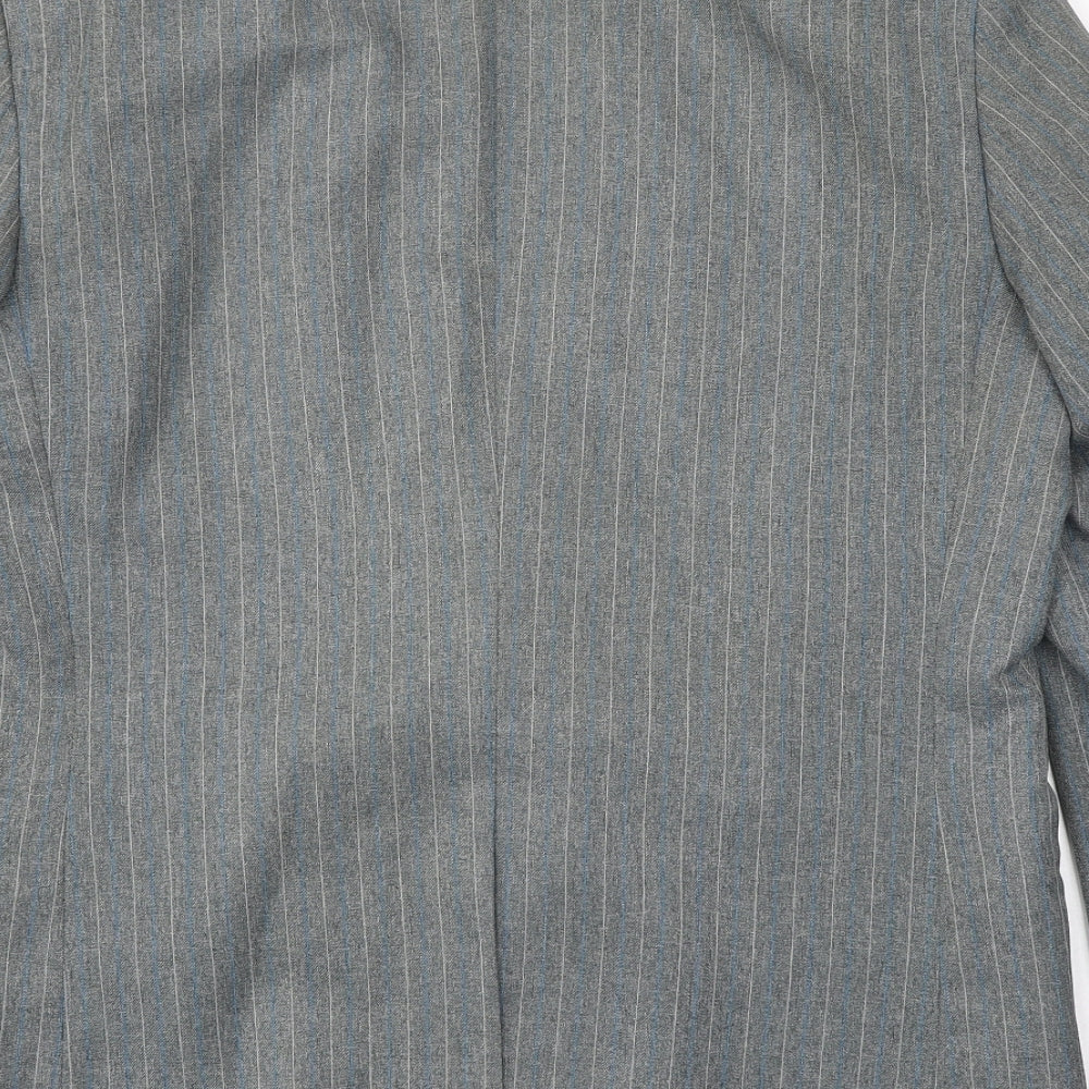 Lincroft Mens Grey Striped Polyester Jacket Suit Jacket Size 40 Regular
