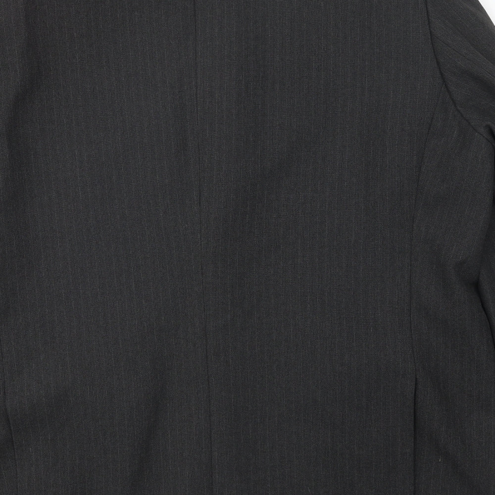 Carabou Mens Grey Striped Polyester Jacket Suit Jacket Size 48 Regular