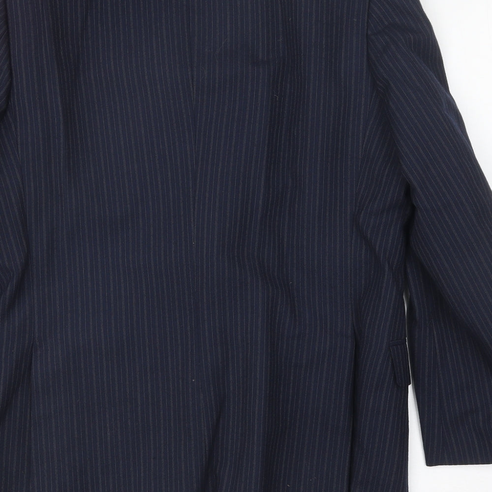 The Label Mens Blue Striped Wool Jacket Suit Jacket Size 38 Regular