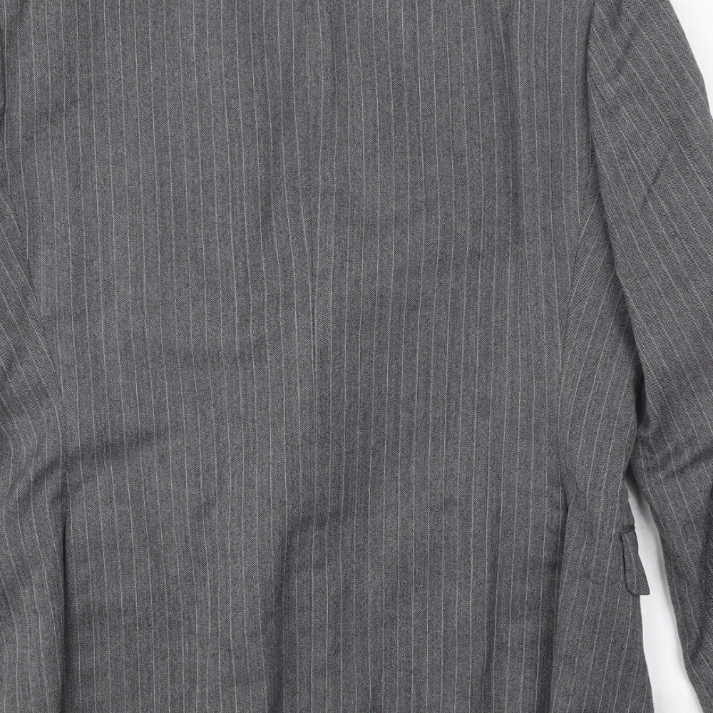 St Michael Mens Grey Striped Wool Jacket Suit Jacket Size 38 Regular