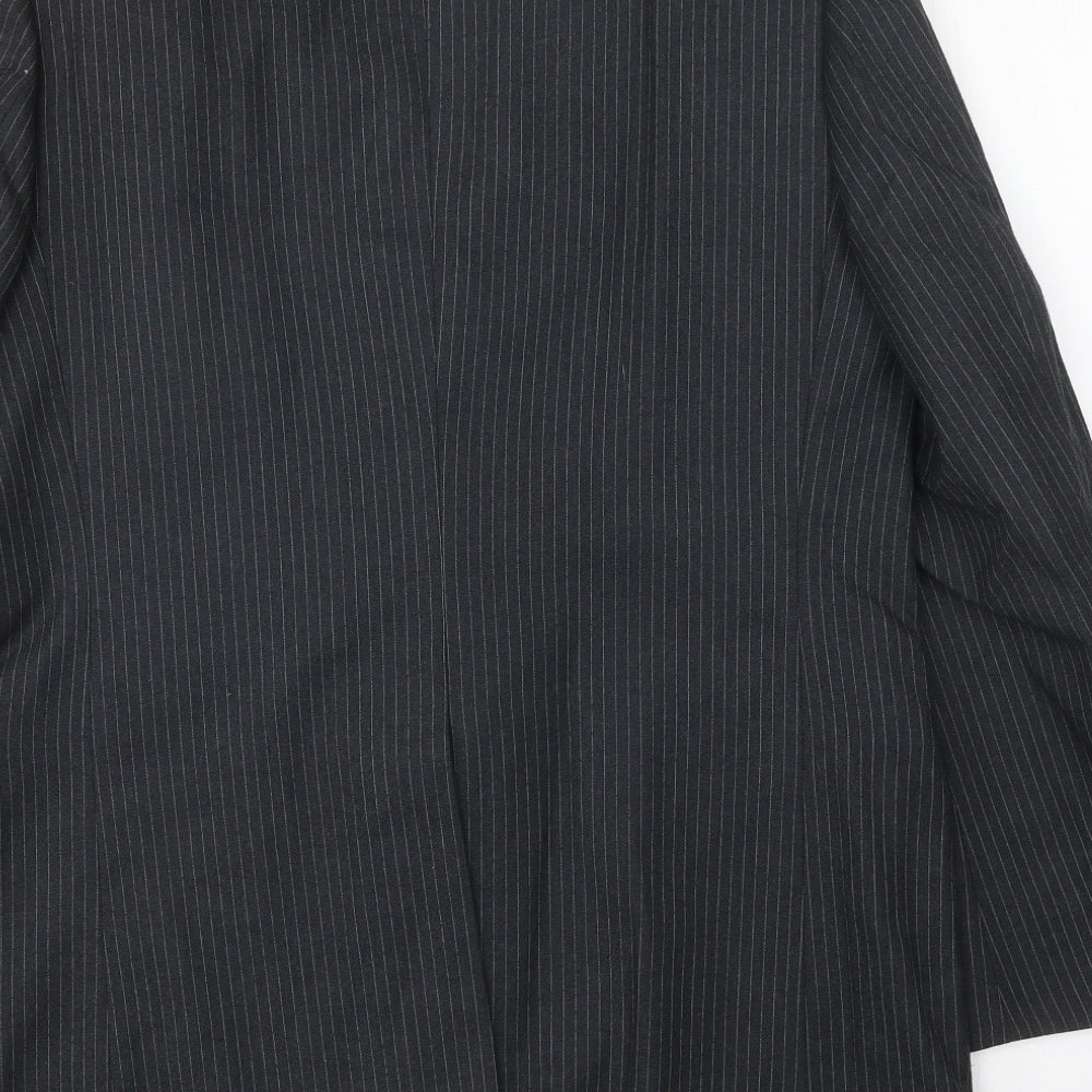 Burton Mens Black Striped Wool Jacket Suit Jacket Size 42 Regular