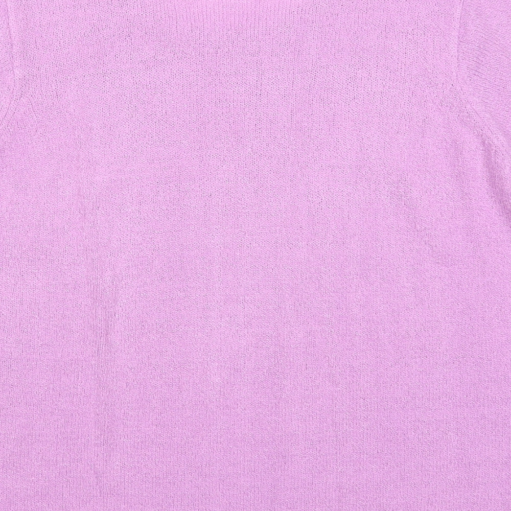 EWM Womens Purple Round Neck Acrylic Pullover Jumper Size 14