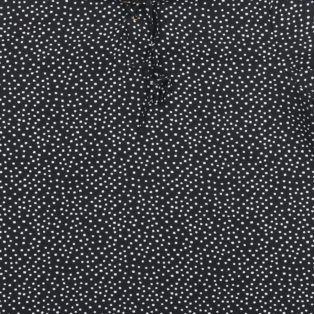 Essentiel Womens Black Polka Dot Polyester Basic T-Shirt Size 12 Round Neck