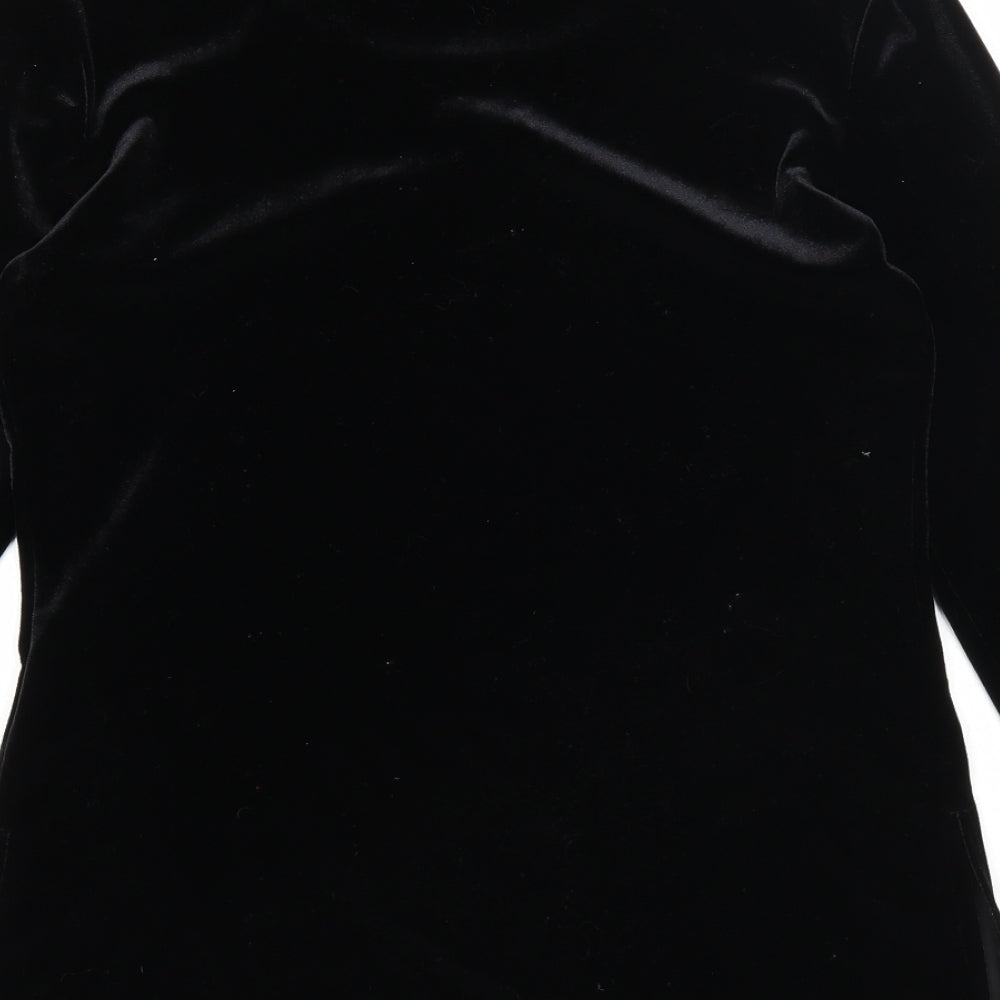 Mila Paoli Womens Black Geometric Polyester Basic Blouse Size 12 Round Neck