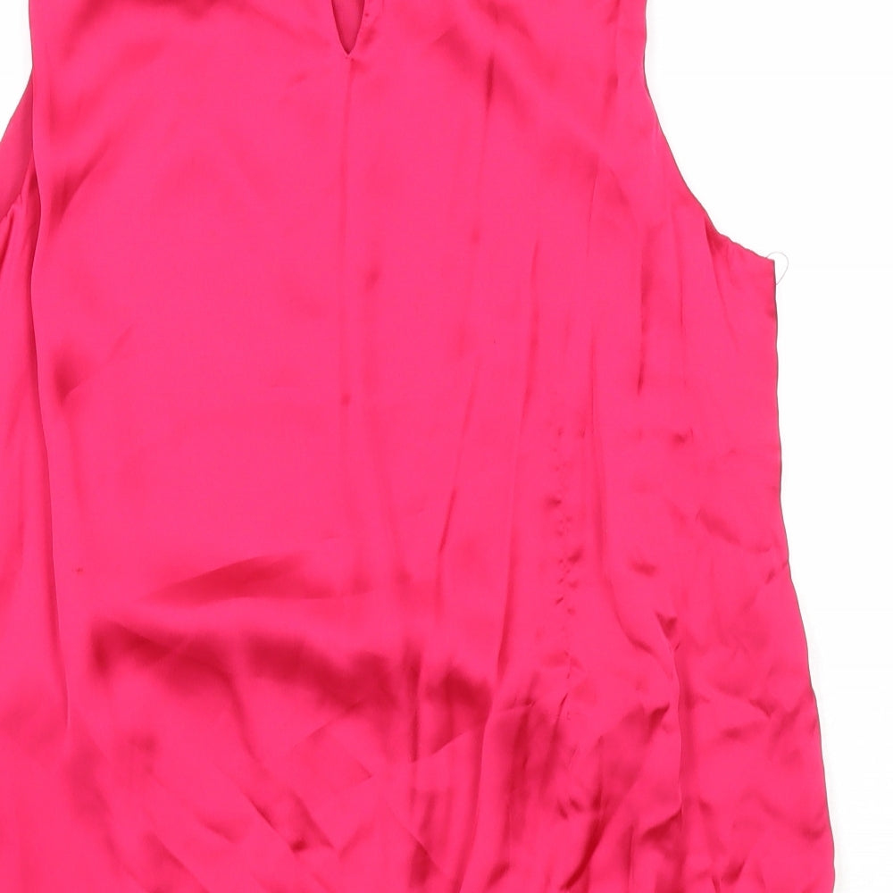 Wallis Womens Pink Polyester Basic Blouse Size S Round Neck