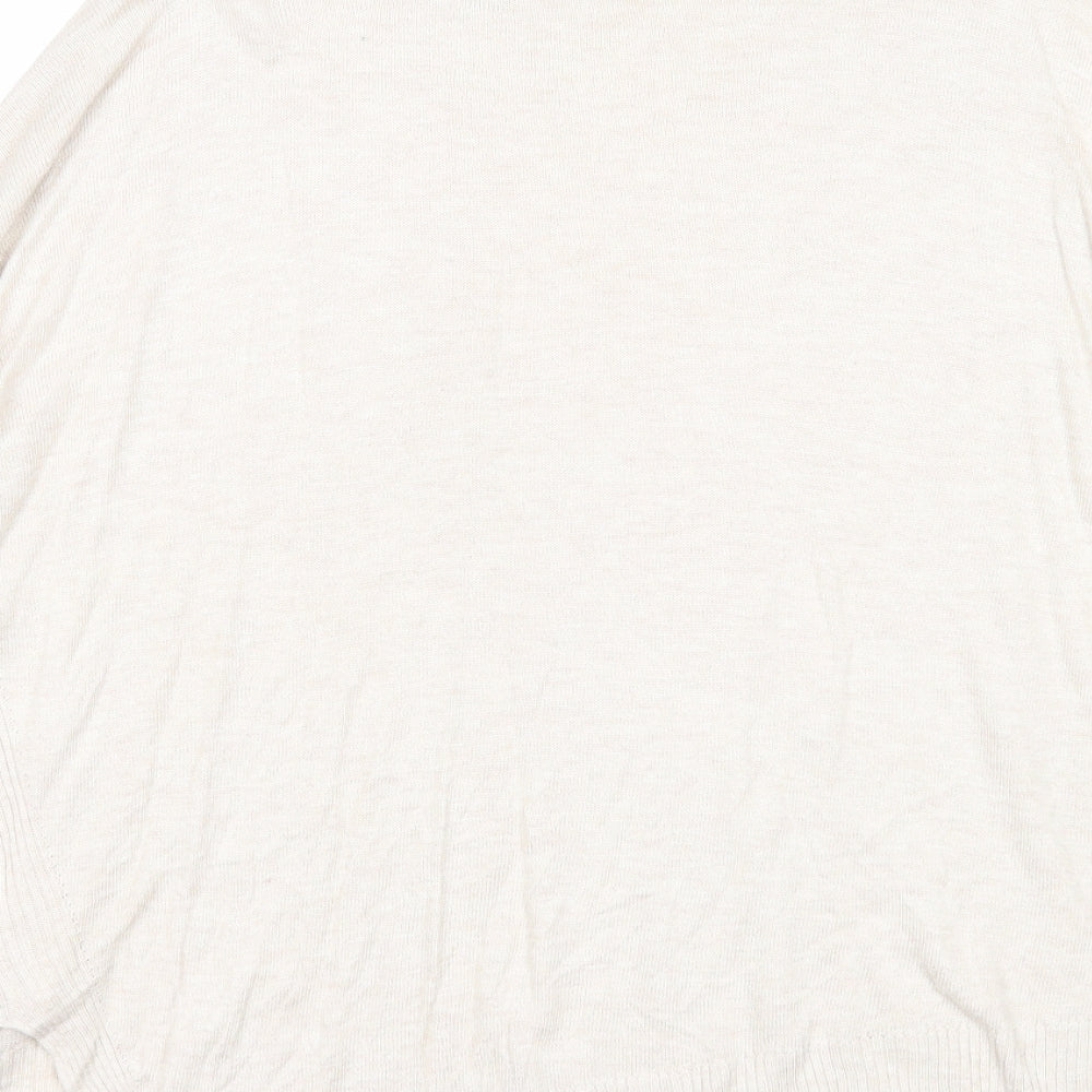 Warehouse Womens Beige Round Neck Modal Pullover Jumper Size 10