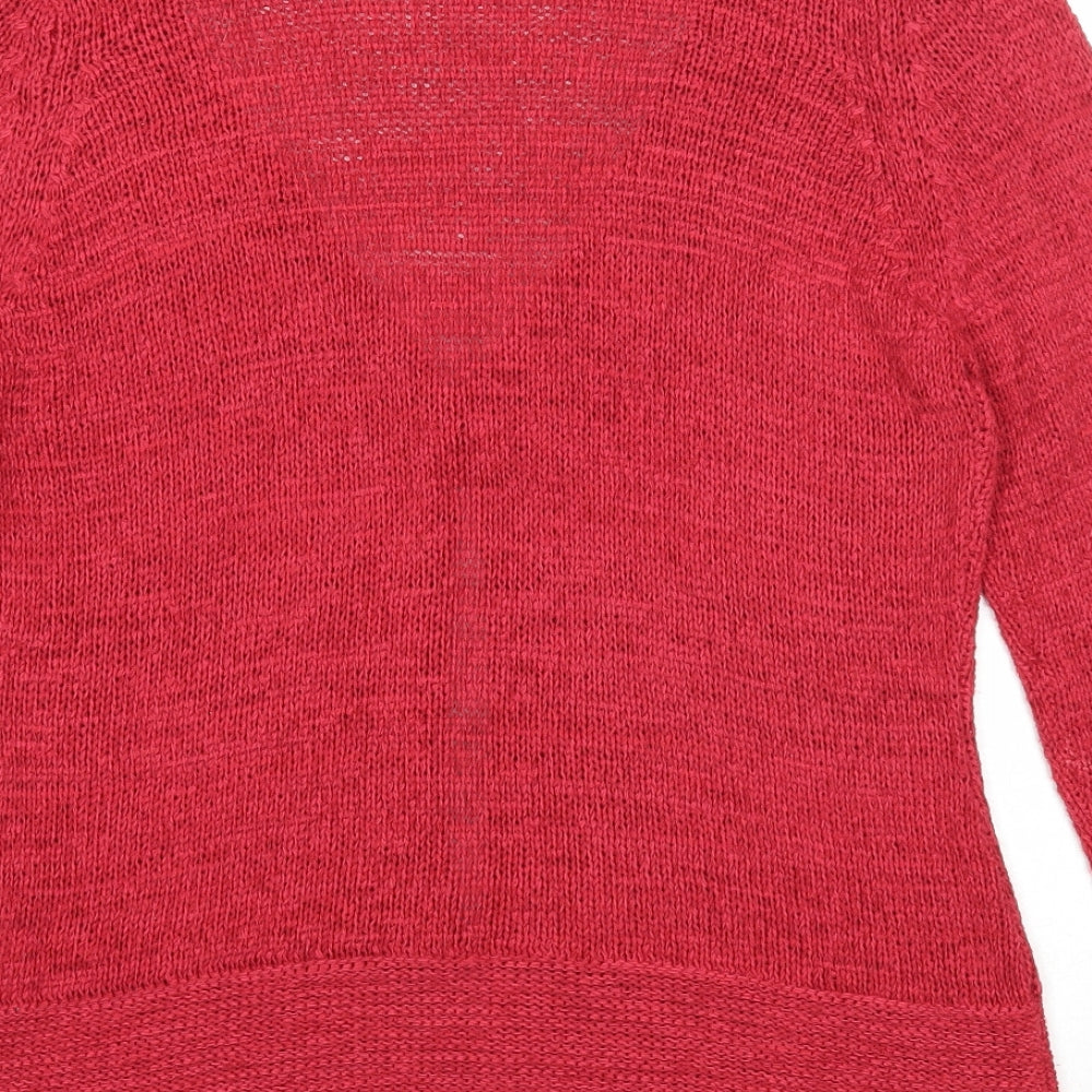 Mia Moda Womens Red Scoop Neck Acrylic Cardigan Jumper Size M