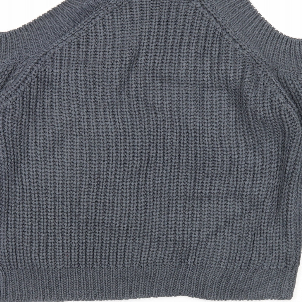 Noisy may Womens Grey Round Neck Acrylic Pullover Jumper Size S - Cold Shoulder