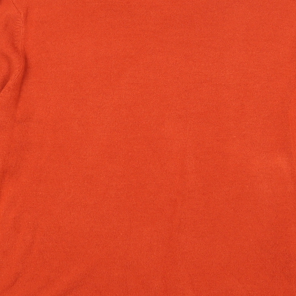 Bonmarché Womens Orange Round Neck Acrylic Pullover Jumper Size M