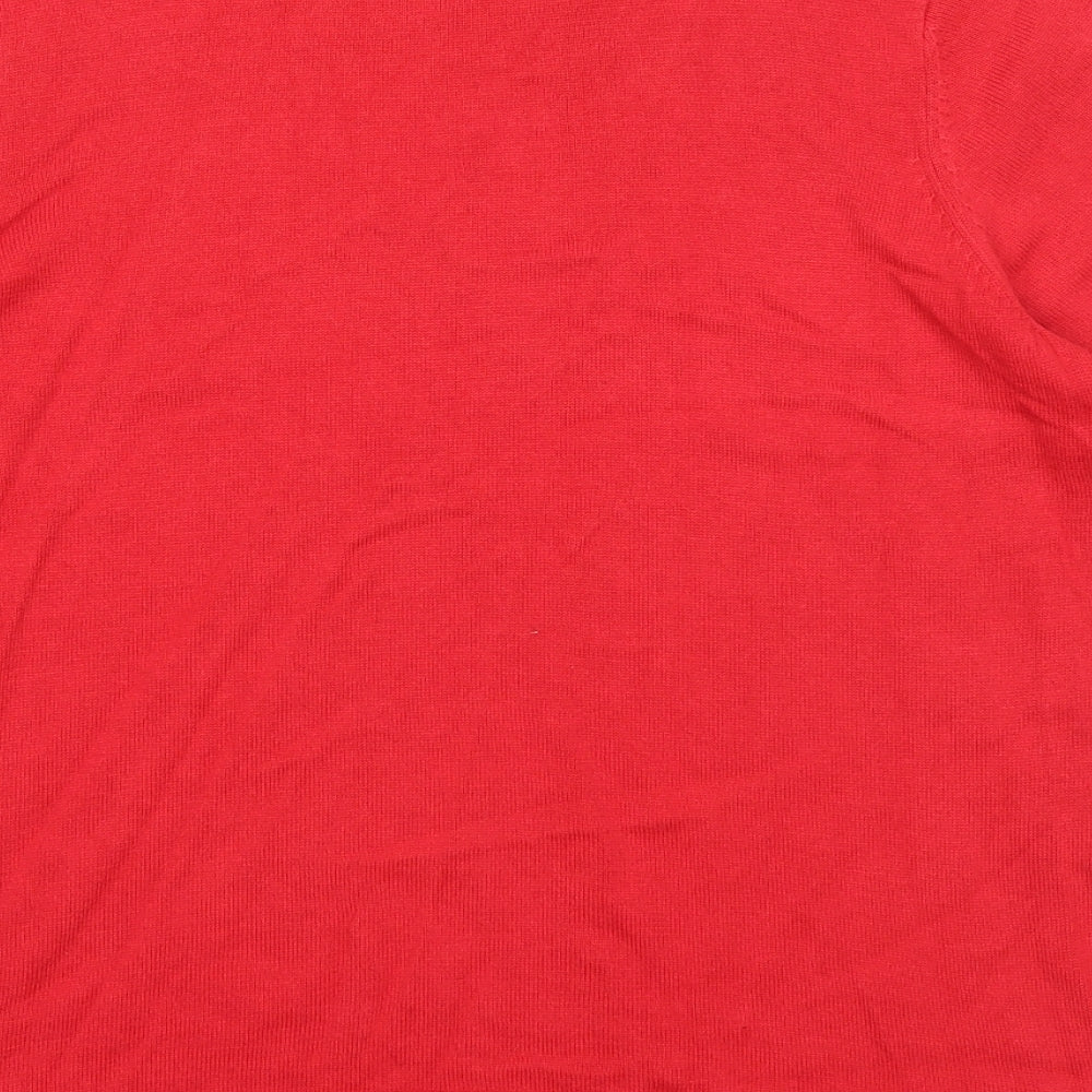 Bonmarché Womens Red Round Neck Cotton Pullover Jumper Size M