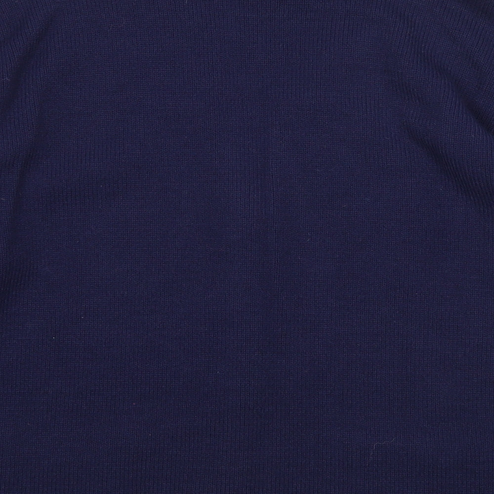 Florida Womens Blue V-Neck Acrylic Cardigan Jumper Size M
