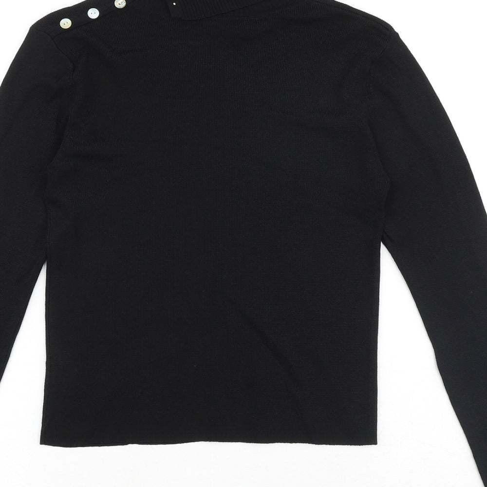 Suchita Womens Black Roll Neck Polyester Pullover Jumper Size S