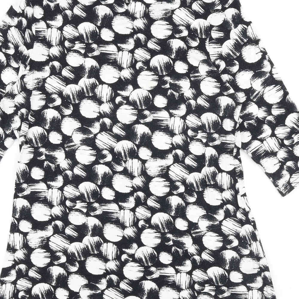 Banke.B Womens Black Geometric Viscose Basic Blouse Size 10 Round Neck