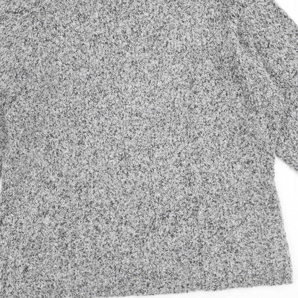 M&Co Womens Grey High Neck Polyurethane Pullover Jumper Size L