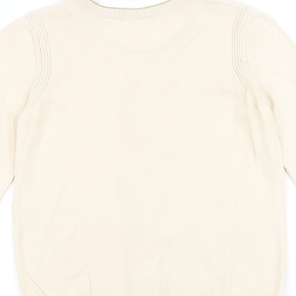 NAF NAF Womens Beige Round Neck Polyester Pullover Jumper Size S