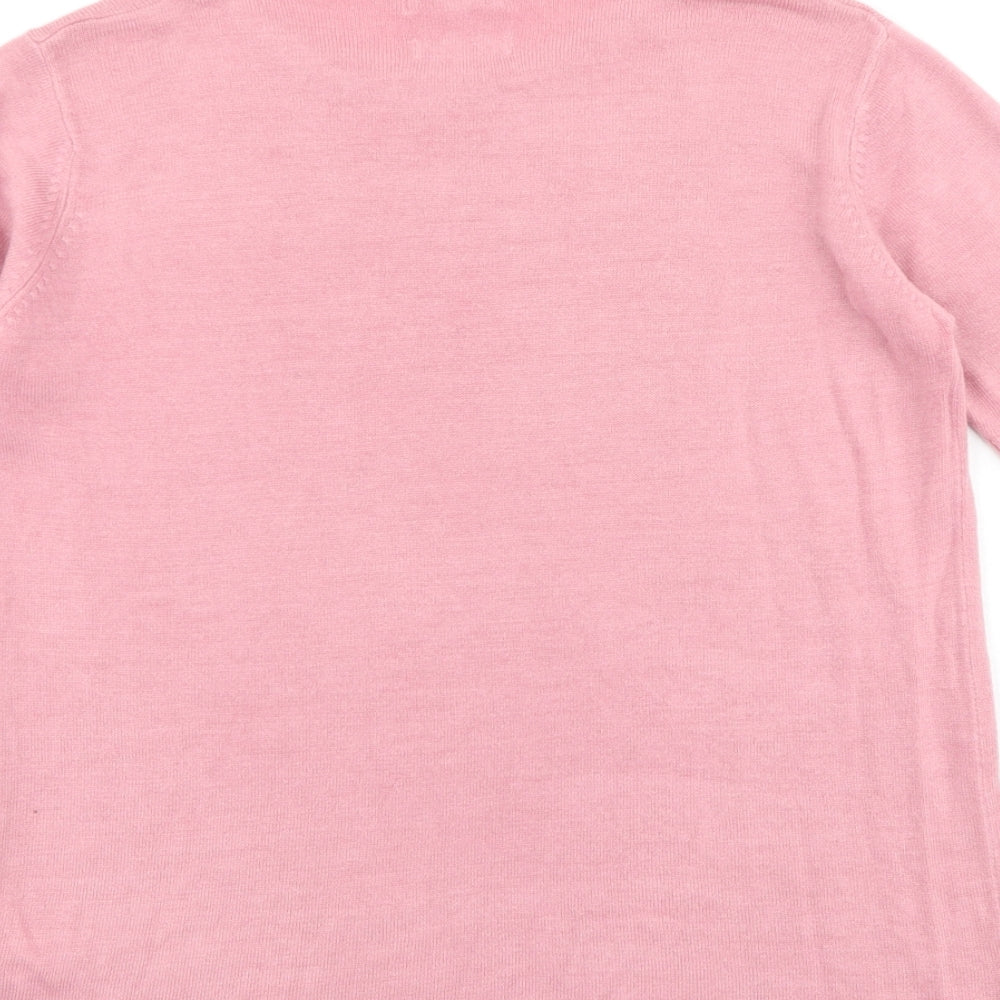 SARAH HAMILTON Womens Pink Round Neck Acrylic Pullover Jumper Size M