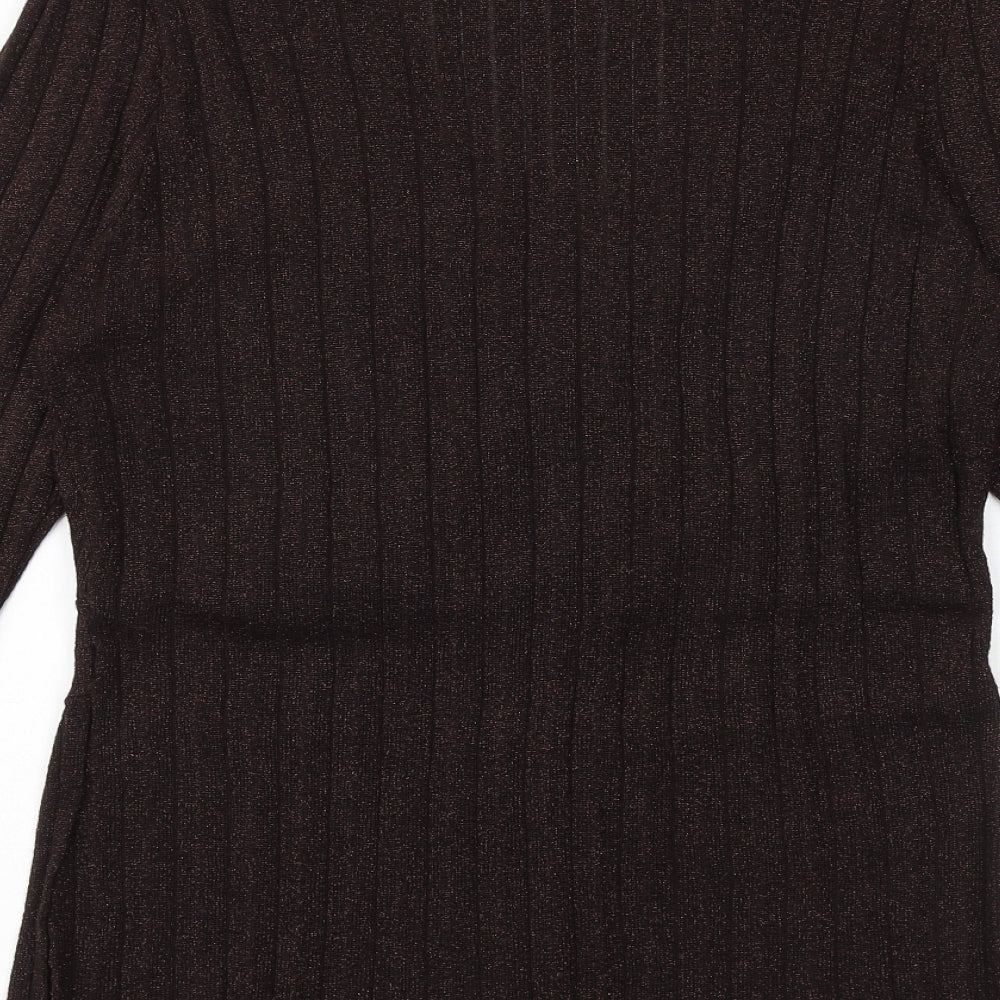 Klass Womens Brown V-Neck Viscose Pullover Jumper Size L