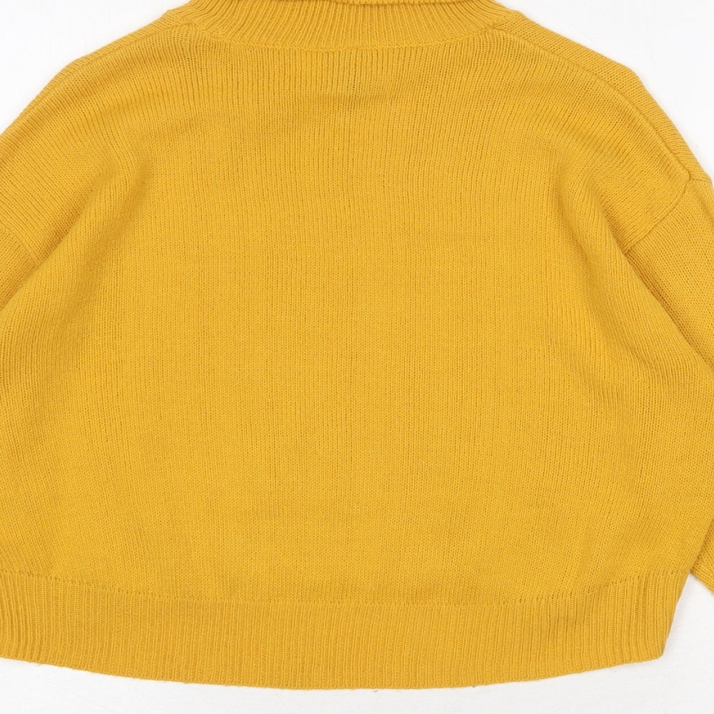H&M Womens Yellow Roll Neck Acrylic Pullover Jumper Size XS