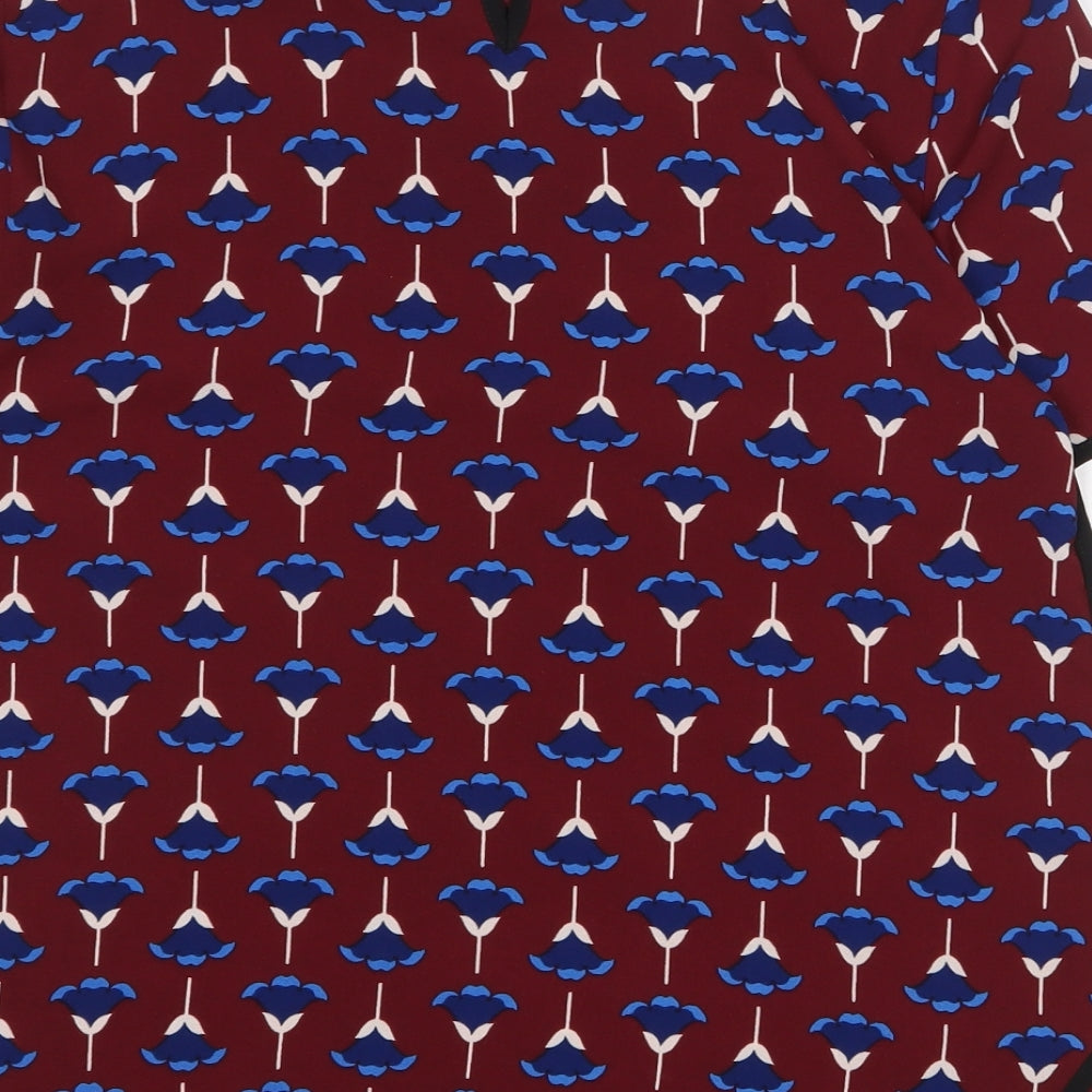 Dorothy Perkins Womens Red Geometric Polyester Basic Blouse Size 6 Round Neck