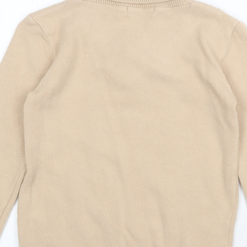 Pure & Natural Womens Beige V-Neck Acrylic Pullover Jumper Size S