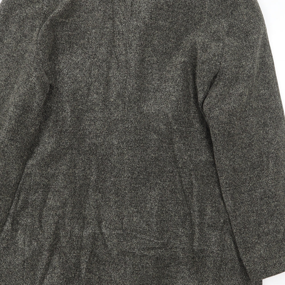 Richards Womens Grey Geometric Overcoat Coat Size 16 Button