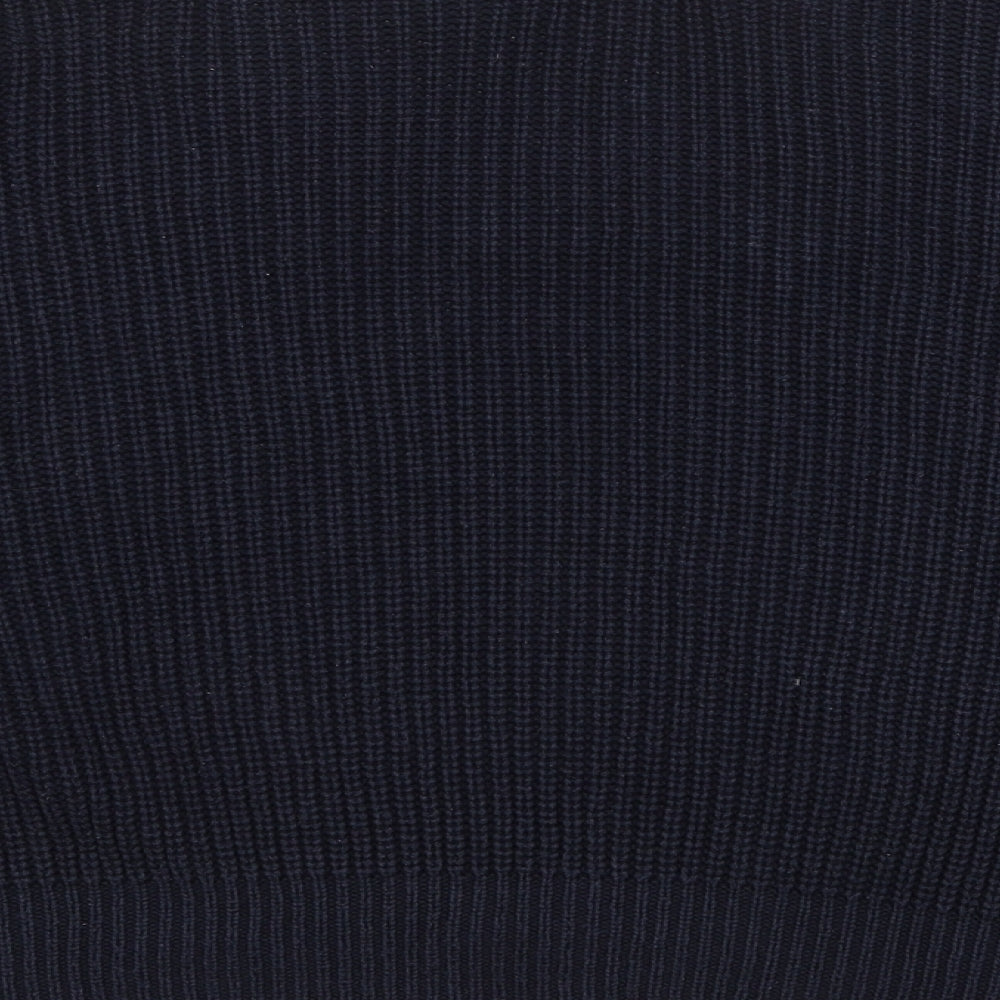 River Island Womens Blue V-Neck Striped Cotton Pullover Jumper Size 10