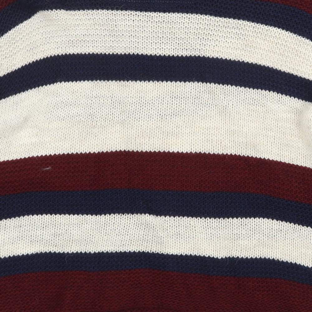 Bassini Womens Multicoloured Round Neck Striped Acrylic Pullover Jumper Size S