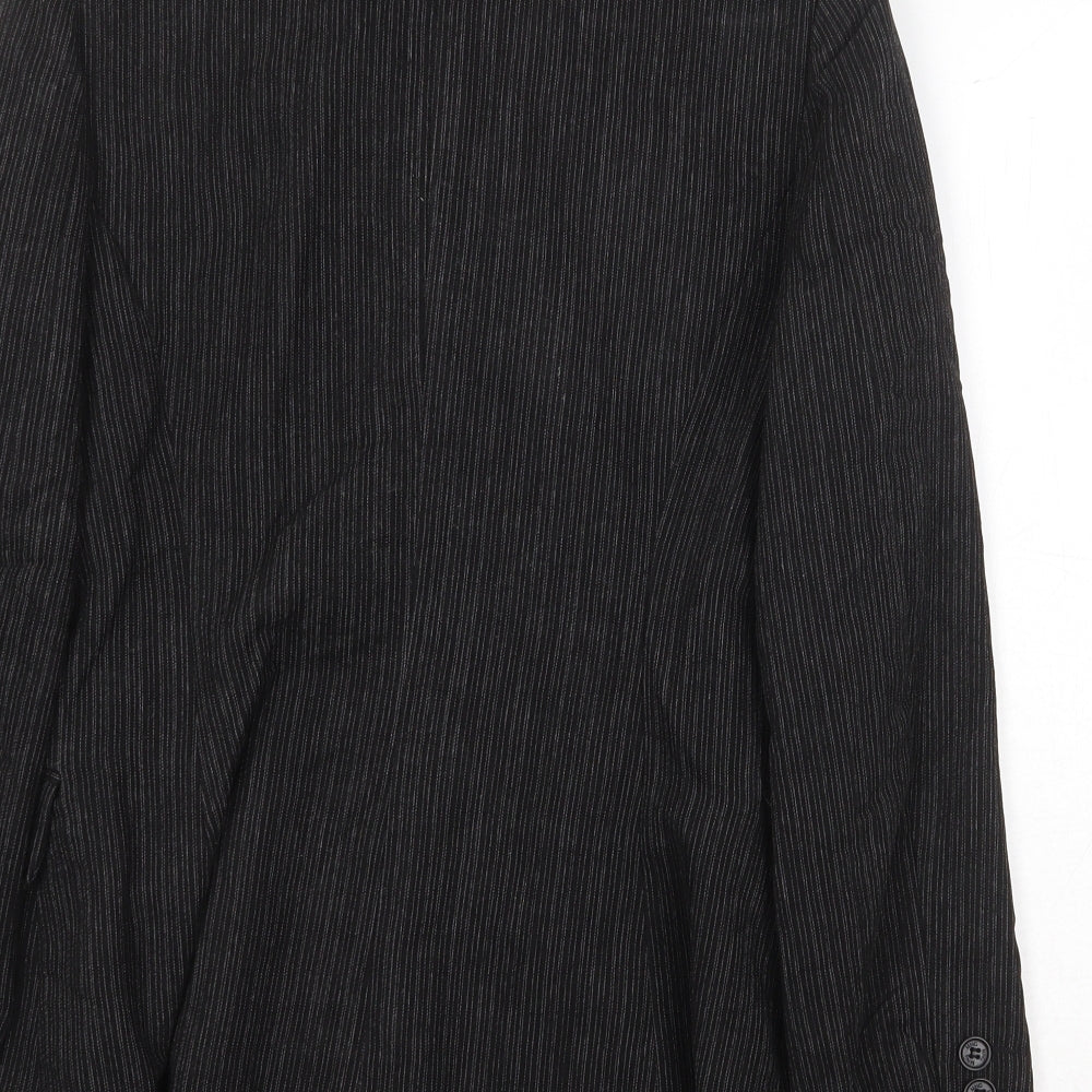 Mango Womens Black Striped Jacket Blazer Size 8 Button