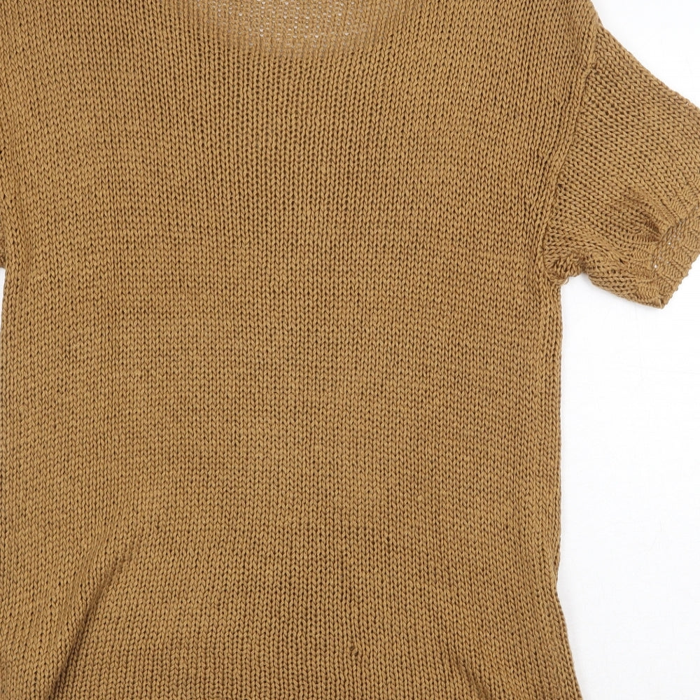 H&M Womens Yellow Boat Neck Acrylic Pullover Jumper Size S