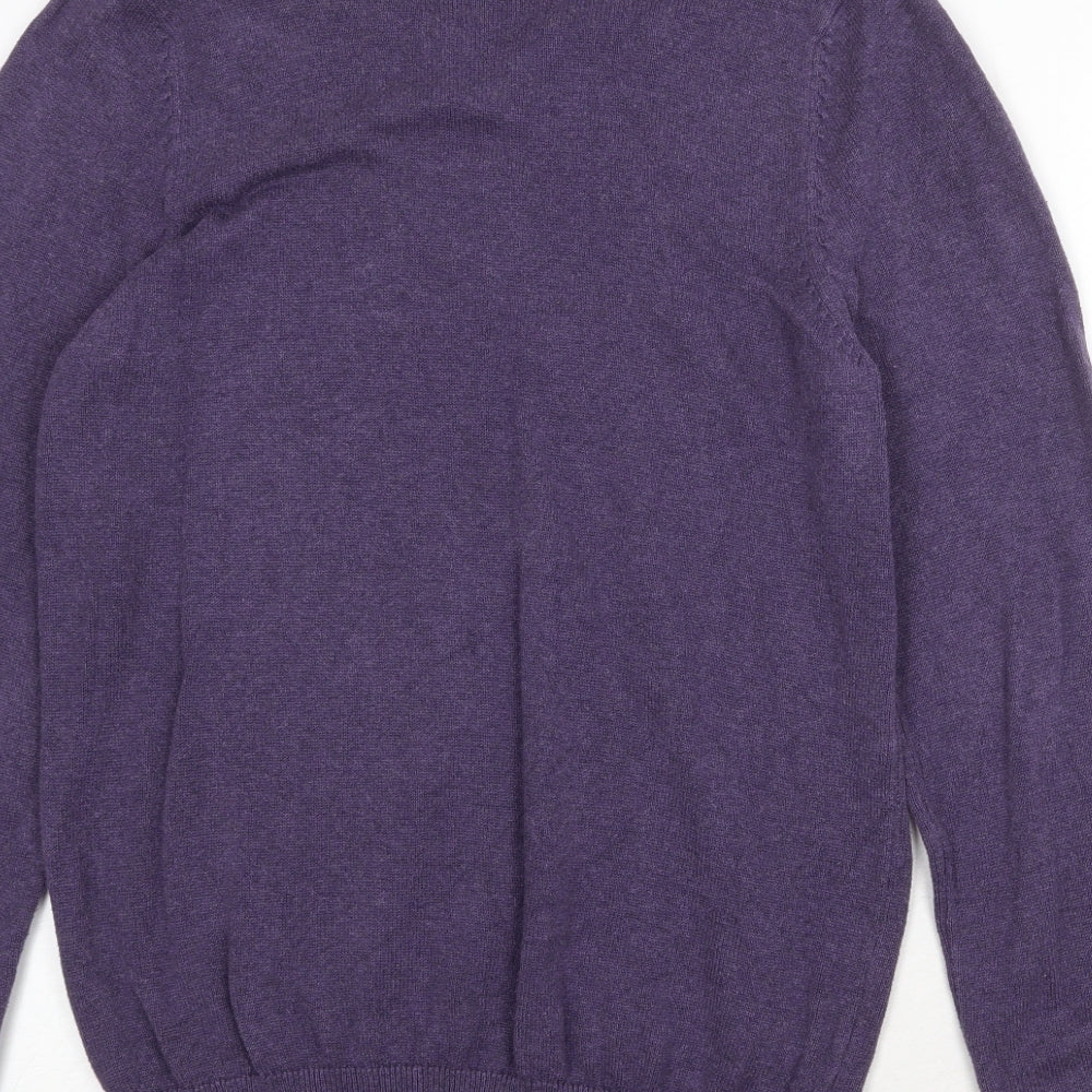 Marks & Spencer Mens Purple V-Neck Acrylic Pullover Jumper Size S Long Sleeve